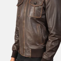 Aaron Brown Leather Bomber Jacket