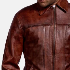 Abstract Maroon Leather Jacket