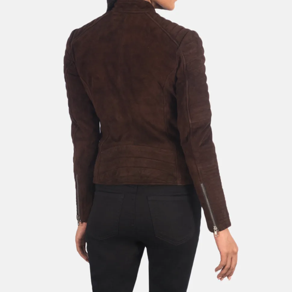 Adalyn Quilted Mocha Suede Biker Jacket