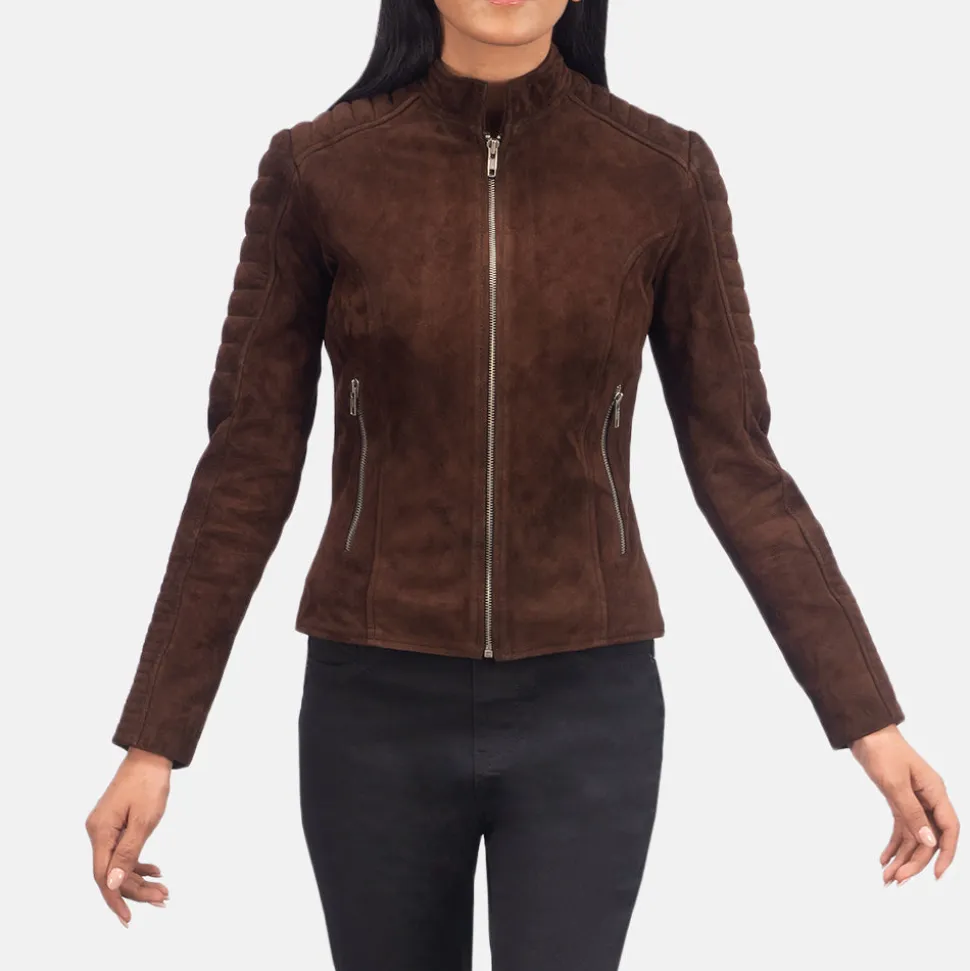Adalyn Quilted Mocha Suede Biker Jacket