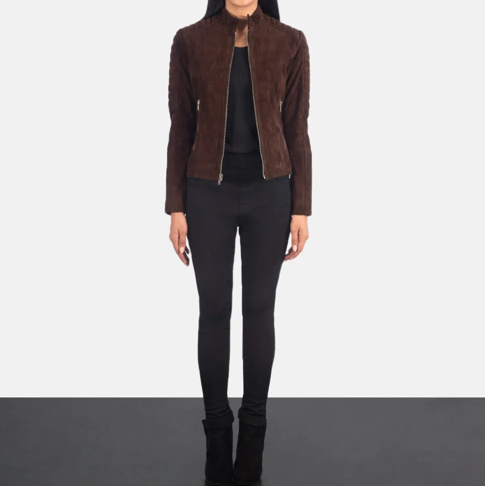 Adalyn Quilted Mocha Suede Biker Jacket
