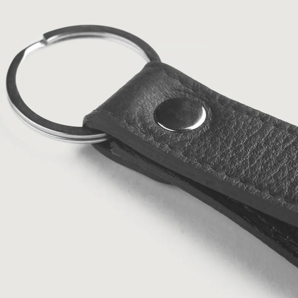 Adkins Black Leather Keychain