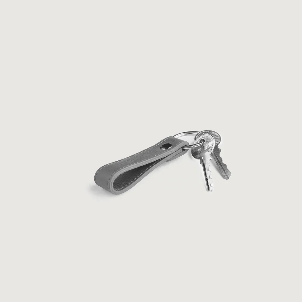 Adkins Grey Leather Keychain