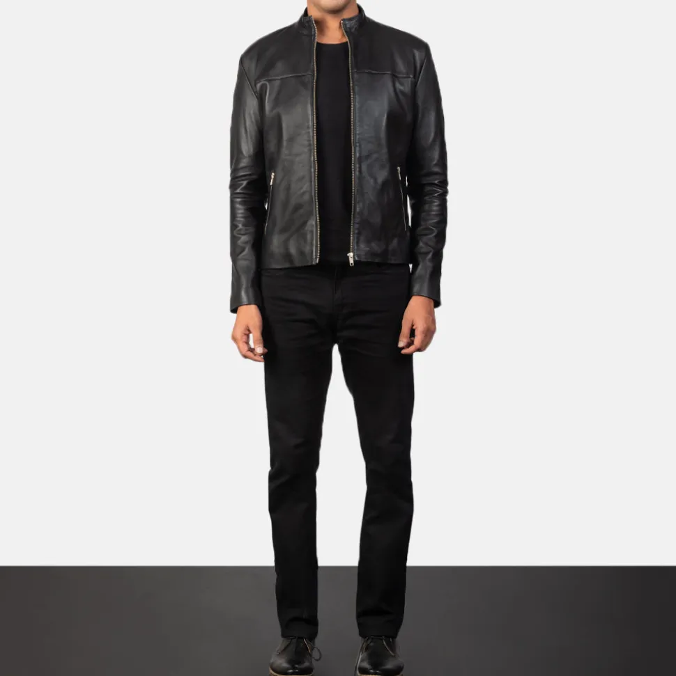 Adornica Black Leather Biker Jacket