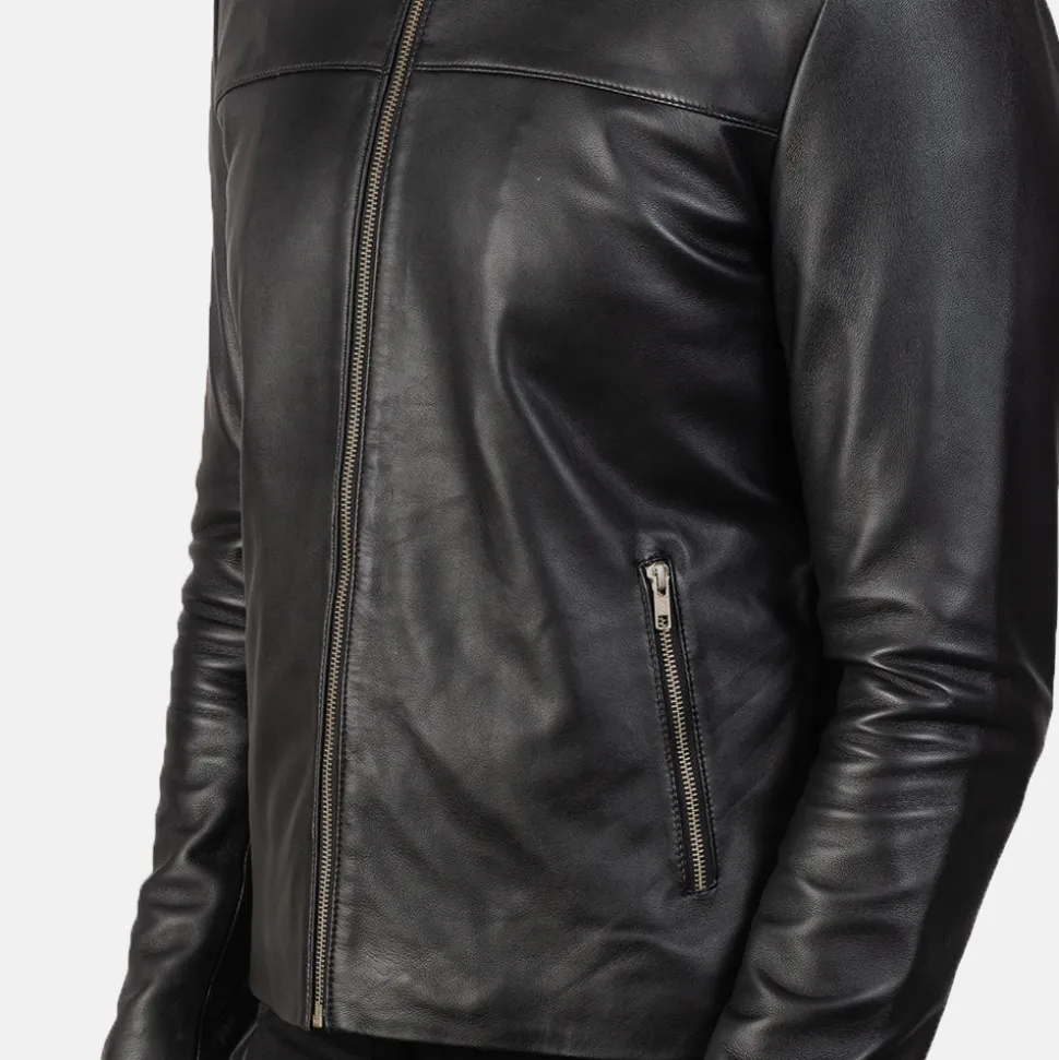 Adornica Black Leather Biker Jacket