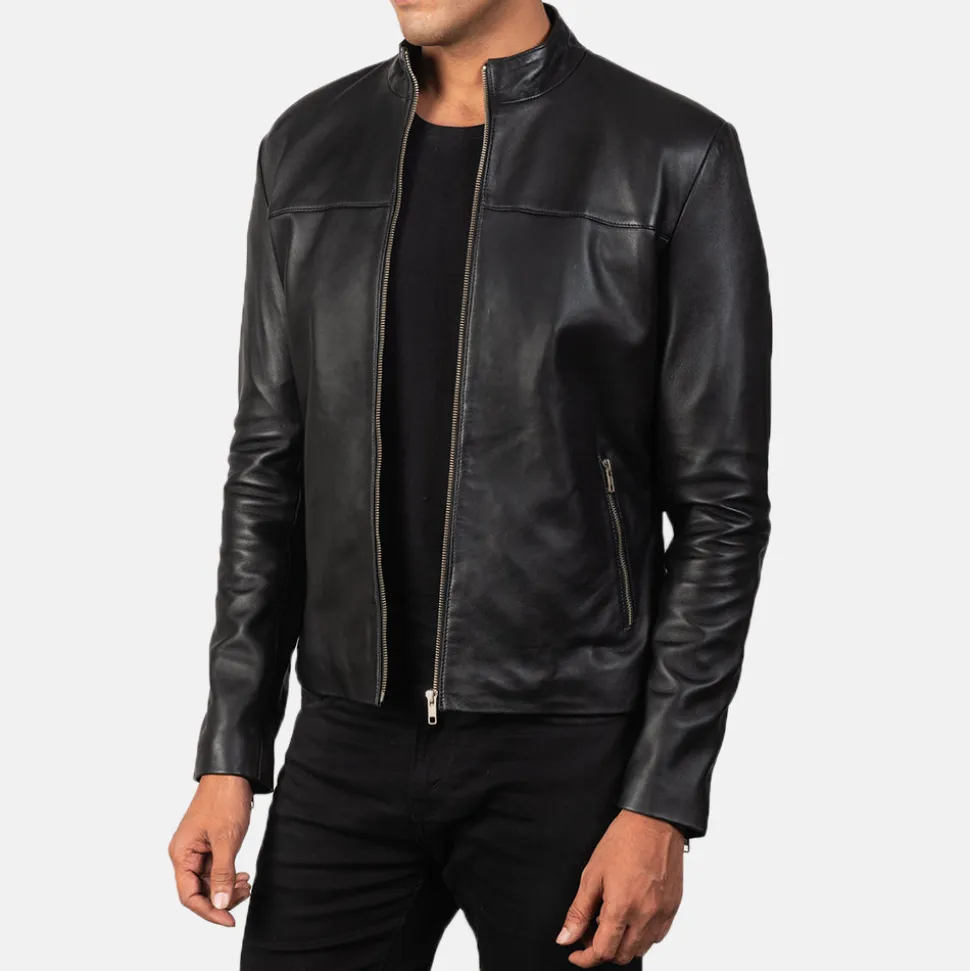 Adornica Black Leather Biker Jacket