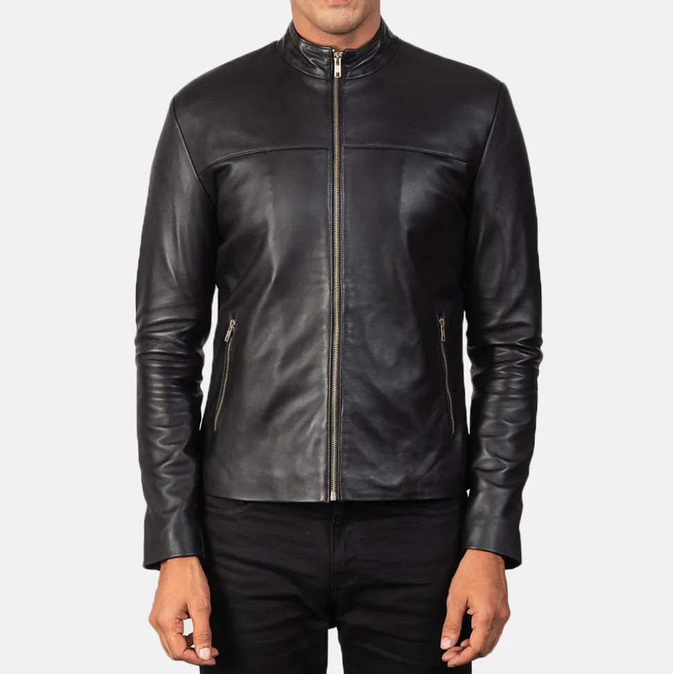 Adornica Black Leather Biker Jacket