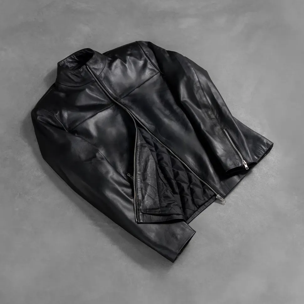 Adornica Black Leather Biker Jacket