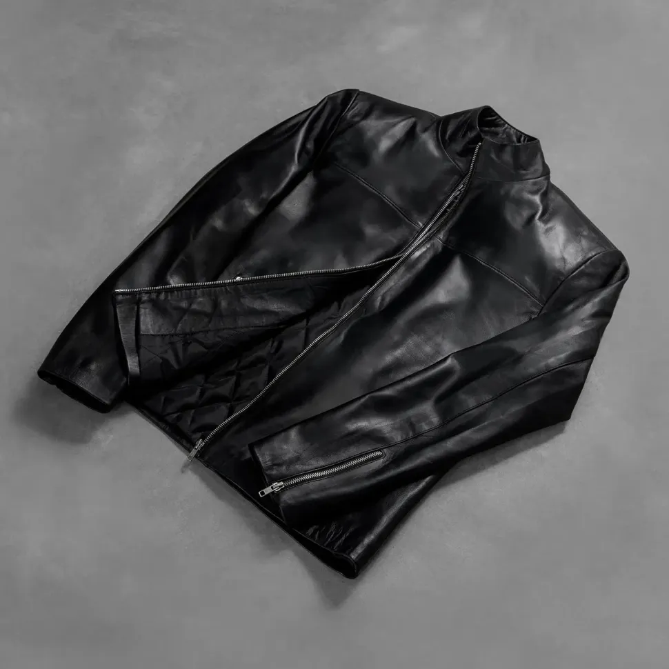 Adornica Black Leather Biker Jacket