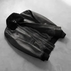 Airin G-1 Black Leather Bomber Jacket