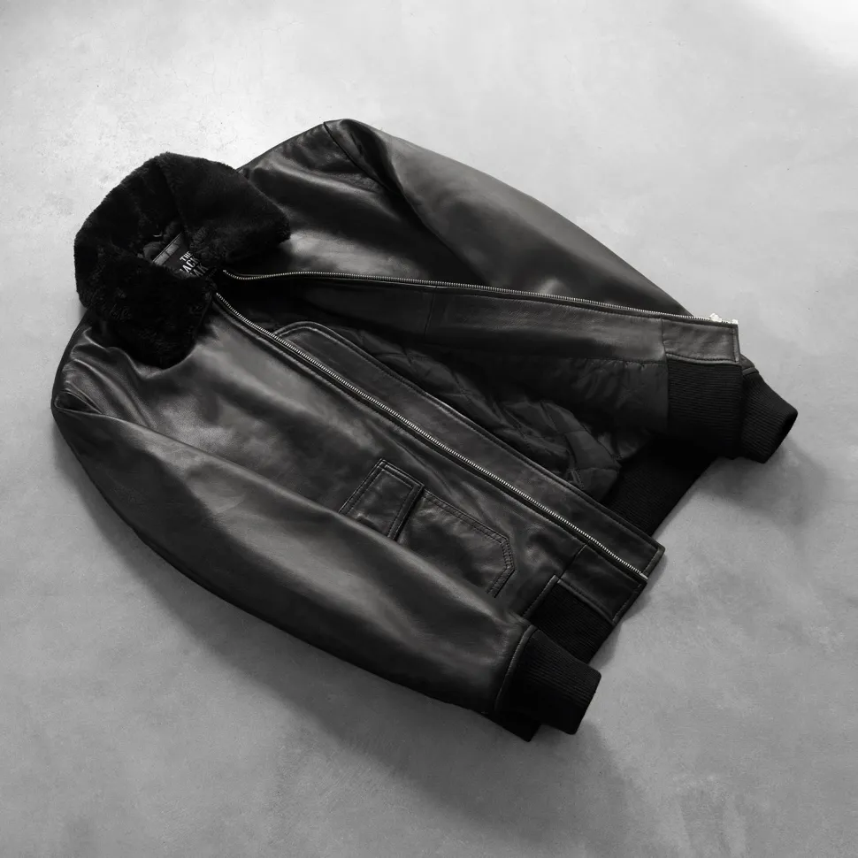 Airin G-1 Black Leather Bomber Jacket