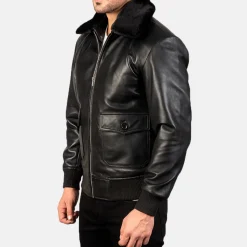 Airin G-1 Black Leather Bomber Jacket