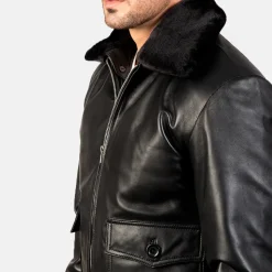 Airin G-1 Black Leather Bomber Jacket