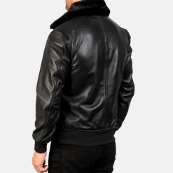 Airin G-1 Black Leather Bomber Jacket