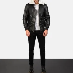 Airin G-1 Black & White Leather Bomber Jacket
