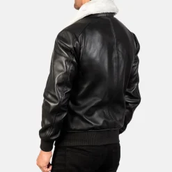 Airin G-1 Black & White Leather Bomber Jacket