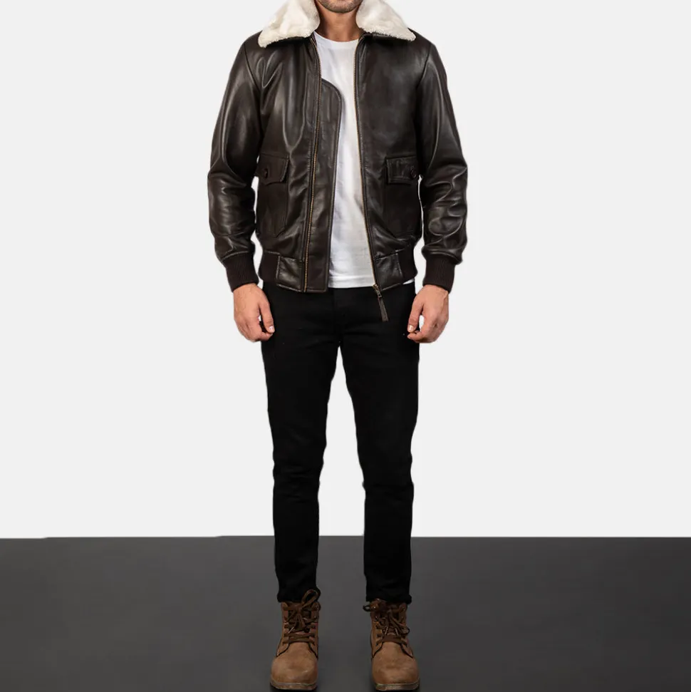 Airin G-1 Brown Leather Bomber Jacket