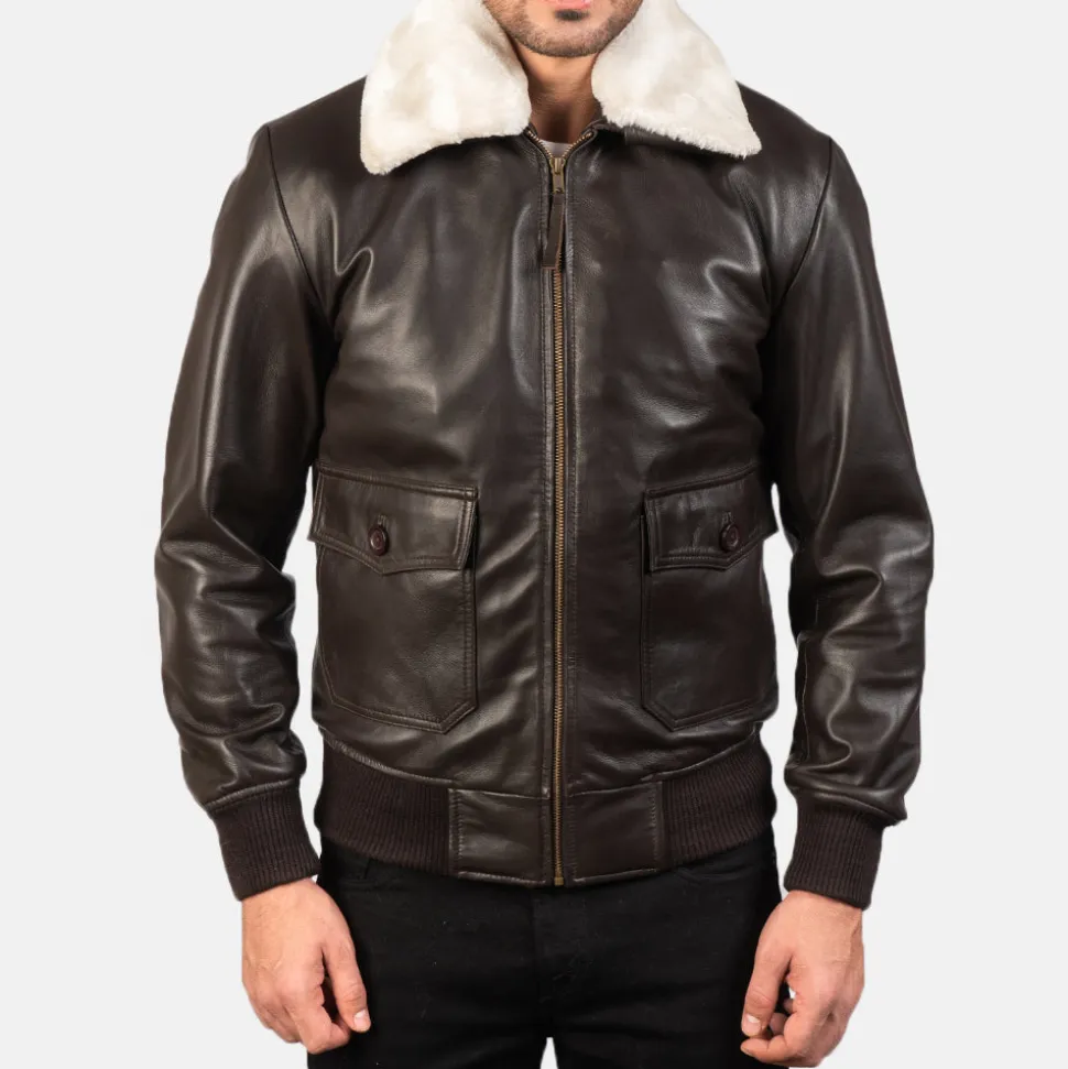 Airin G-1 Brown Leather Bomber Jacket