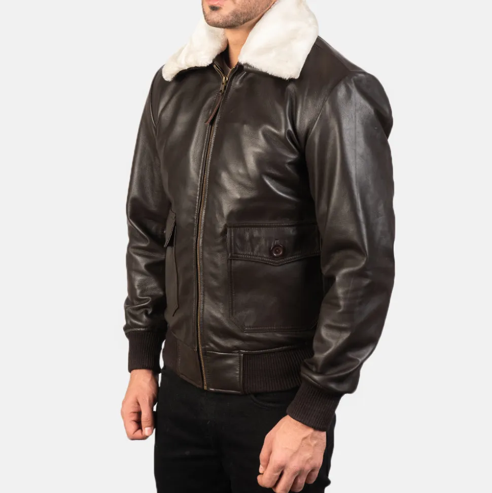 Airin G-1 Brown Leather Bomber Jacket