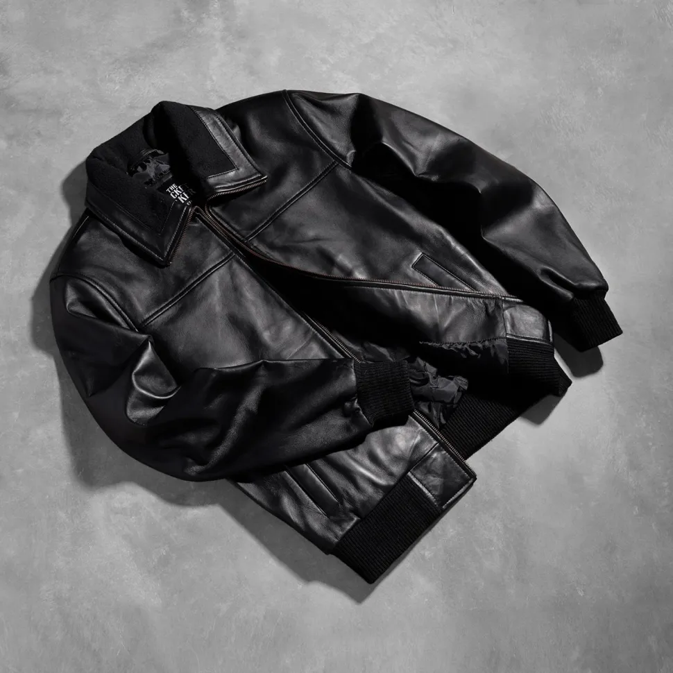 Air Rolf Black Leather Bomber Jacket