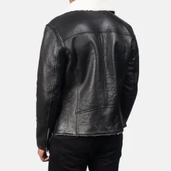 Alberto White Shearling Black Leather Jacket