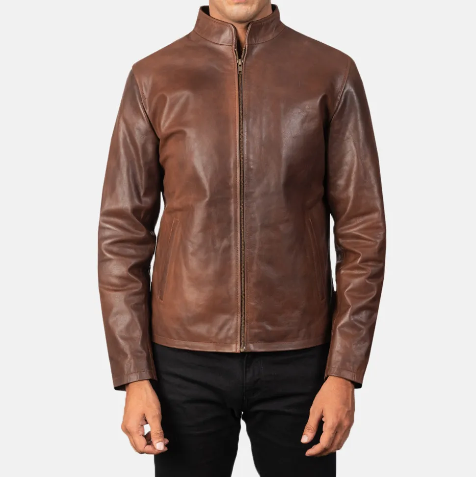 Alex Brown Leather Biker Jacket