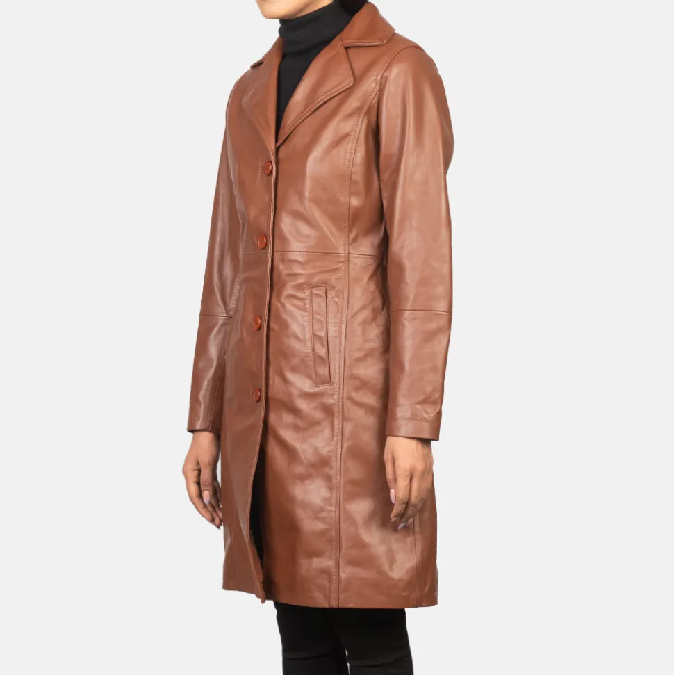 Alexis Brown Single Breasted Leather Coat