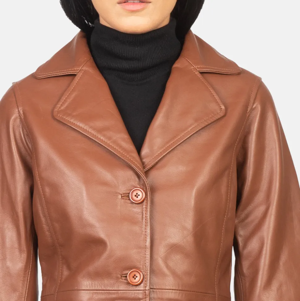 Alexis Brown Single Breasted Leather Coat