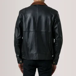 Alfred Black Leather Bomber Jacket