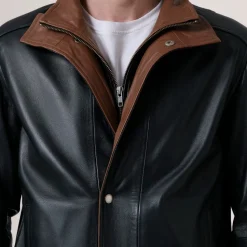 Alfred Black Leather Bomber Jacket
