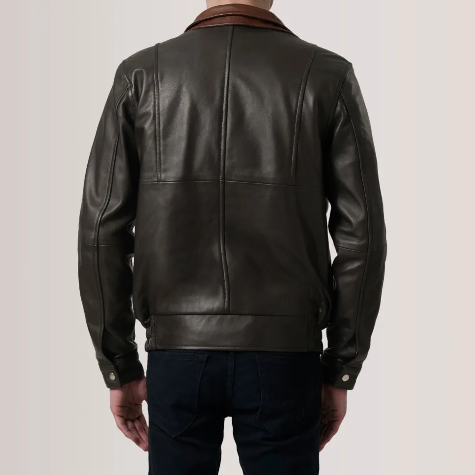 Alfred Brown Leather Bomber Jacket