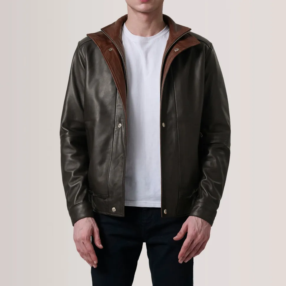 Alfred Brown Leather Bomber Jacket