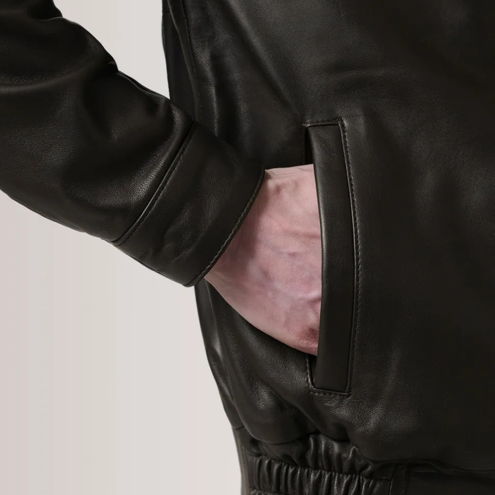 Alfred Brown Leather Bomber Jacket
