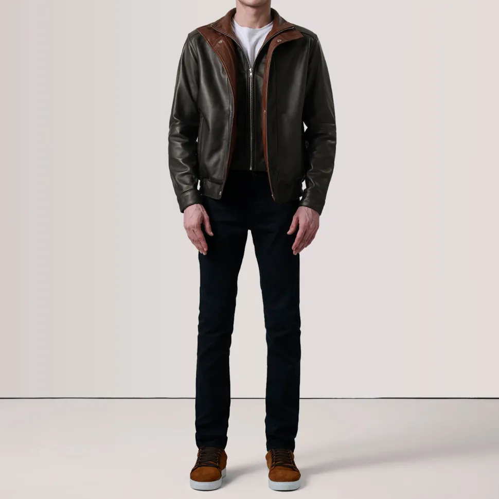 Alfred Brown Leather Bomber Jacket