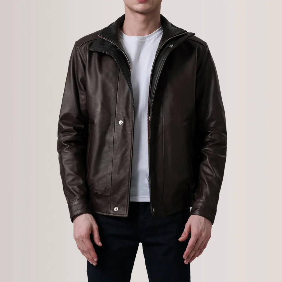 Alfred Maroon Leather Bomber Jacket