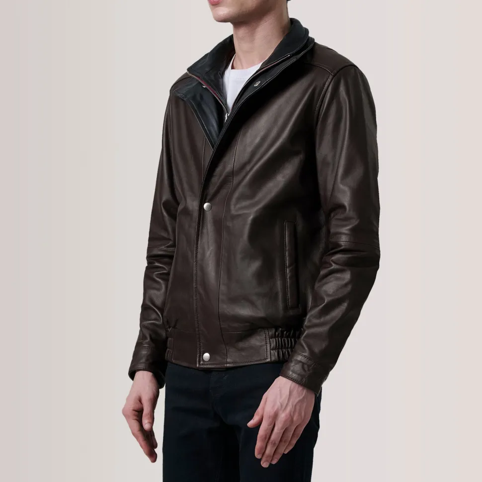 Alfred Maroon Leather Bomber Jacket