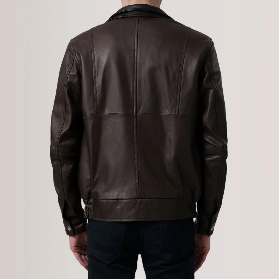 Alfred Maroon Leather Bomber Jacket