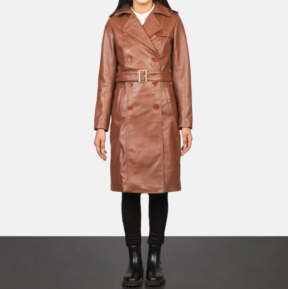 Alice Brown Double Breasted Leather Coat