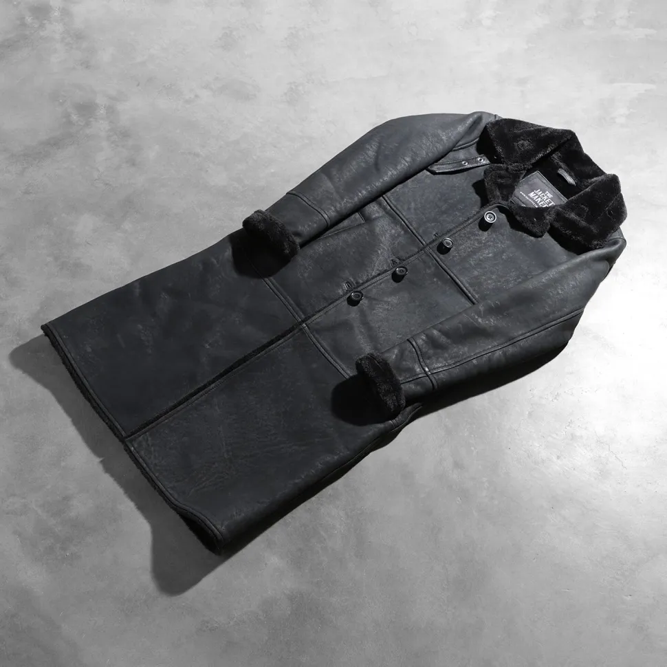 Alina Shearling Black Leather Coat