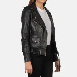 Alison Black Leather Biker Jacket