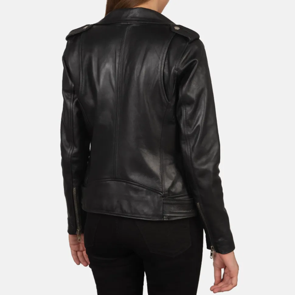 Alison Black Leather Biker Jacket