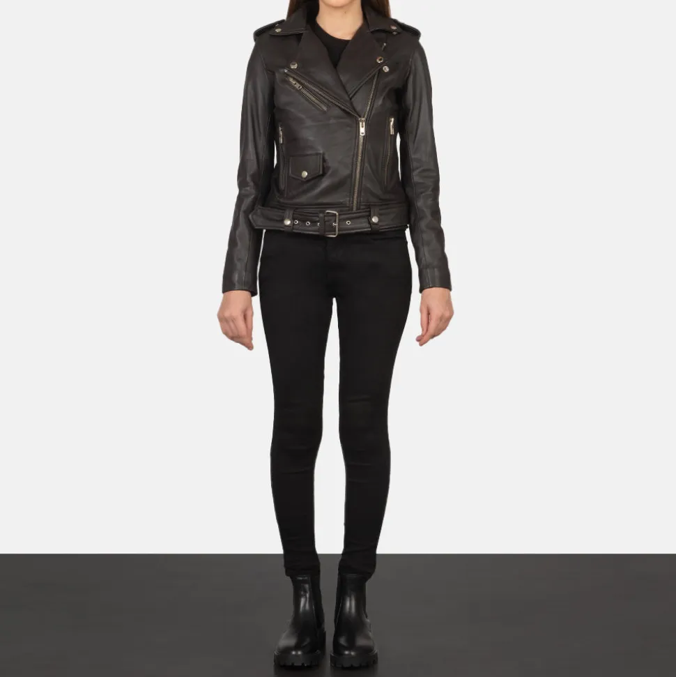 Alison Brown Leather Biker Jacket