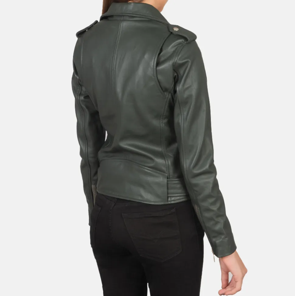 Alison Green Leather Biker Jacket