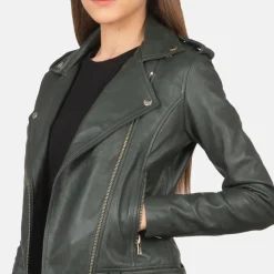 Alison Green Leather Biker Jacket