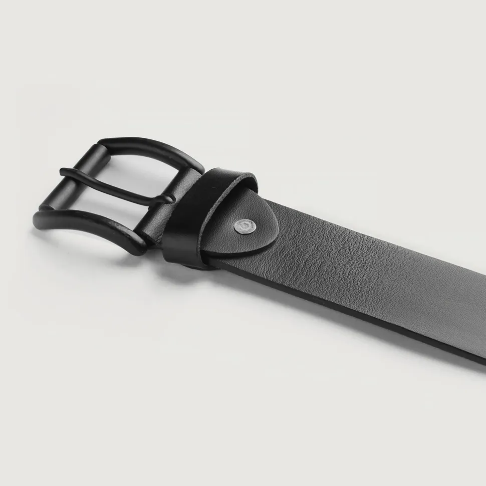 Allan Black Leather Casual Belt