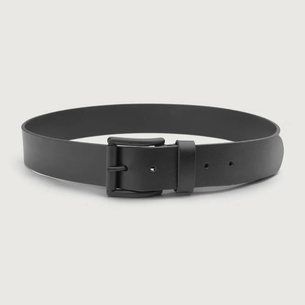 Allan Black Leather Casual Belt