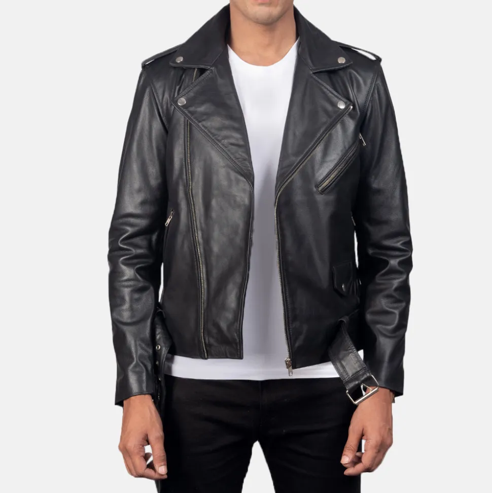 Allaric Alley Black Leather Biker Jacket