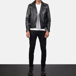 Allaric Alley Black Leather Biker Jacket