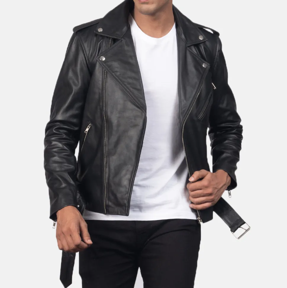 Allaric Alley Black Leather Biker Jacket