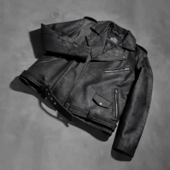 Allaric Alley Distressed Black Leather Biker Jacket